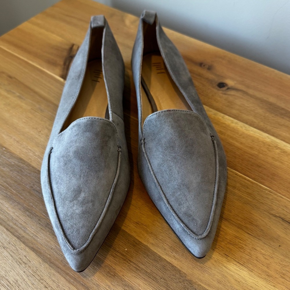 J. Jill Women  9.5M Gray Suede Leather Pointed Toe Loafer Flats Classic Luxury - Picture 7 of 14